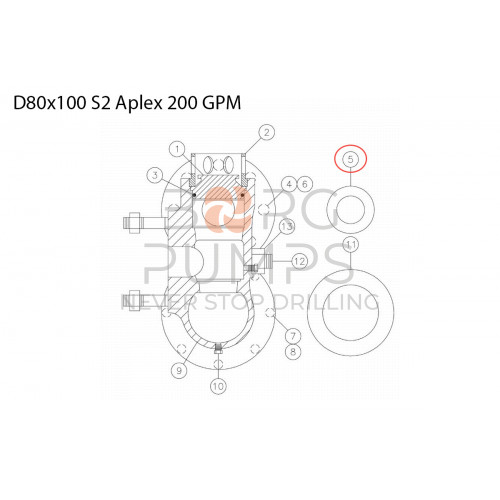 image 277780002 Gasket - discharge (4.125 od) for Vermeer Navigator D80x100 S2 Aplex 200 GPM BORG Pumps GMBH